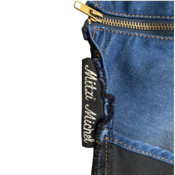 M Michel Open Back Flared Denim Jumpsuit Size Small - Picture 11 of 16